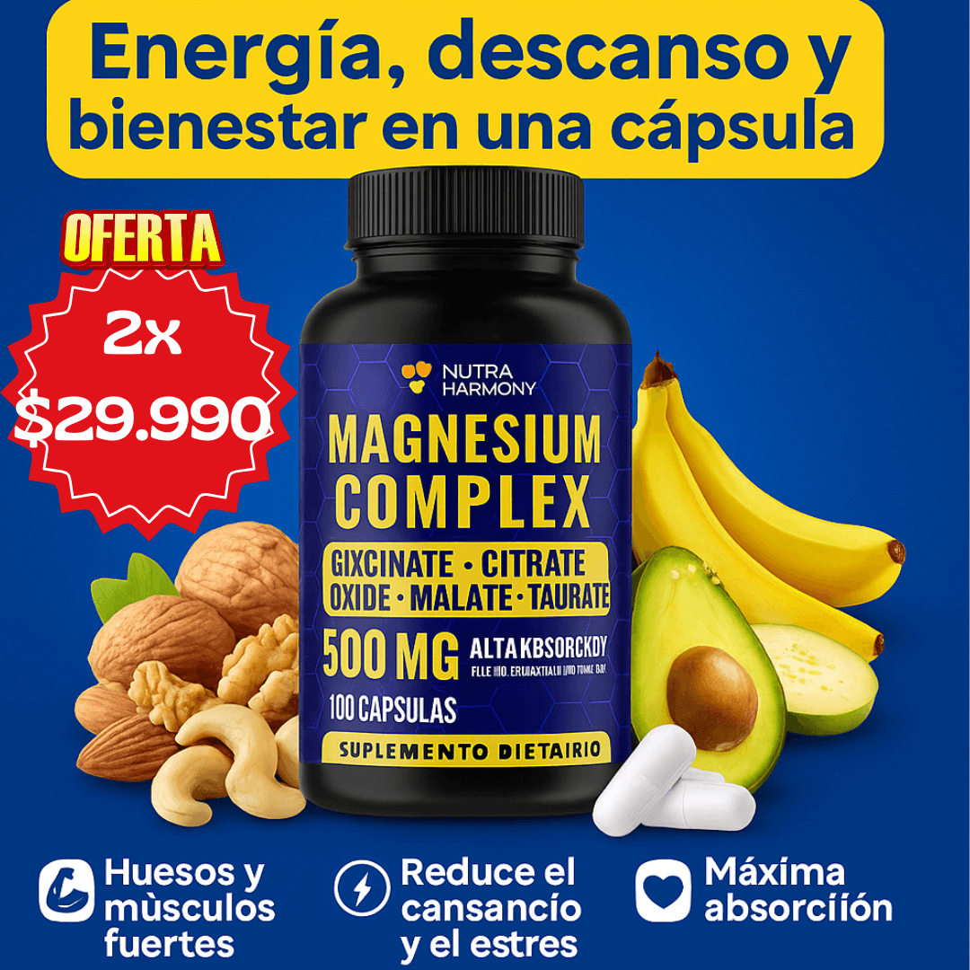 Magnesio Complex-Tu aliado natural contra el estrés, la fatiga y el mal dormir.
